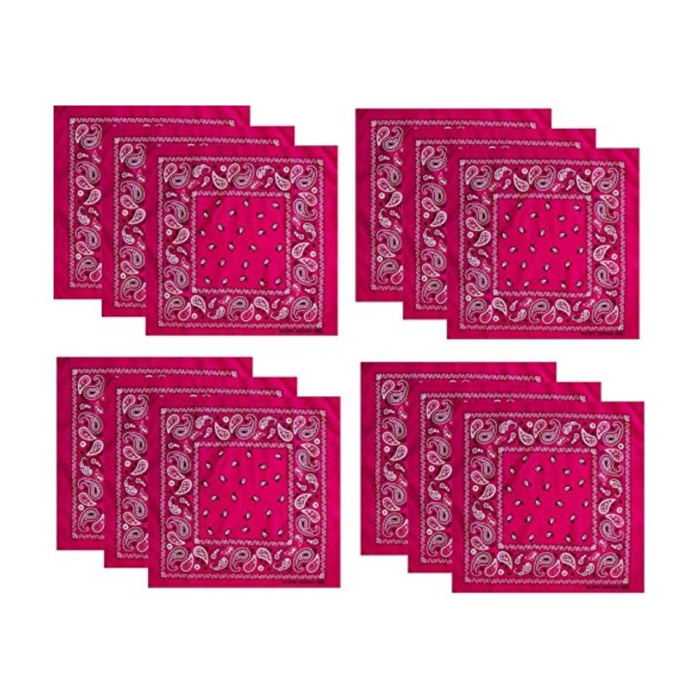 Hibaly 100% Cotton Classic Unisex Bandanas 12-pack
